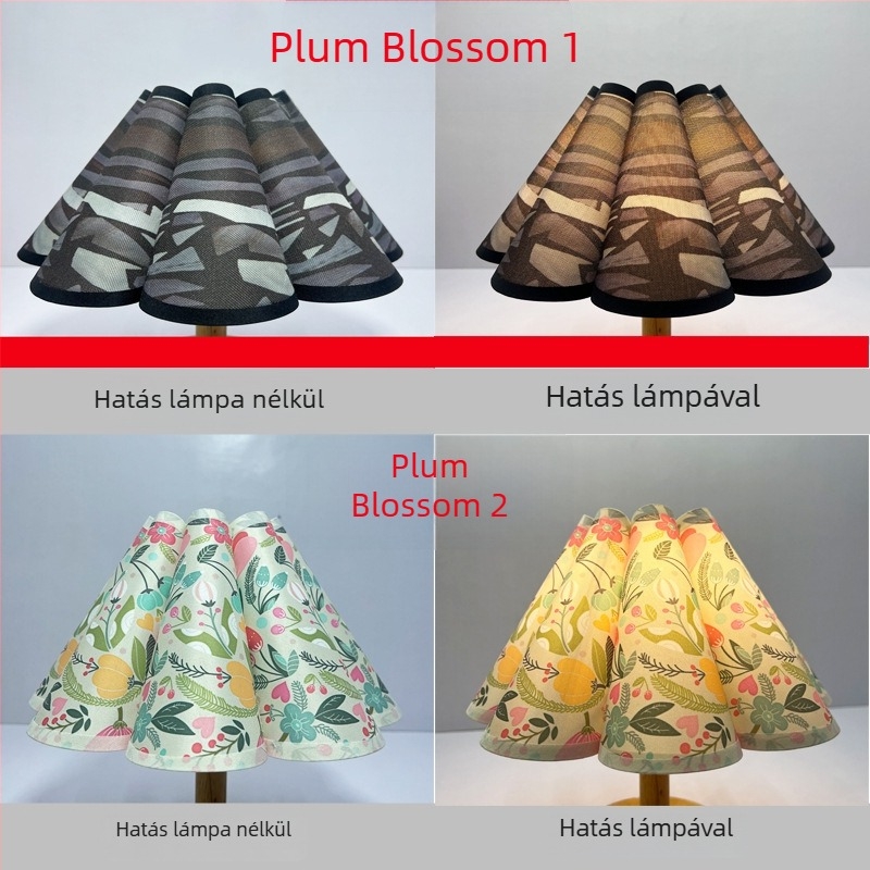 E27-es lenvászon lámpabúra – kerek vagy négyzet alakú, textilből, asztali-, függő- és állólámpához, Plum Blossom DIY