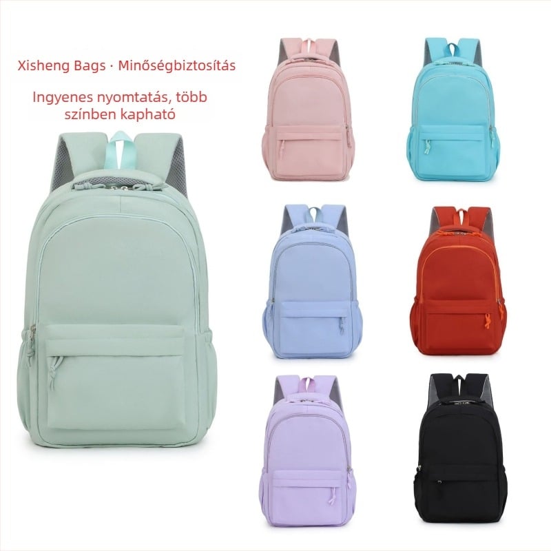 Egyszínű nylon hátizsák középiskolás diákok számára, uniszex, iskolai és utazási hátizsák