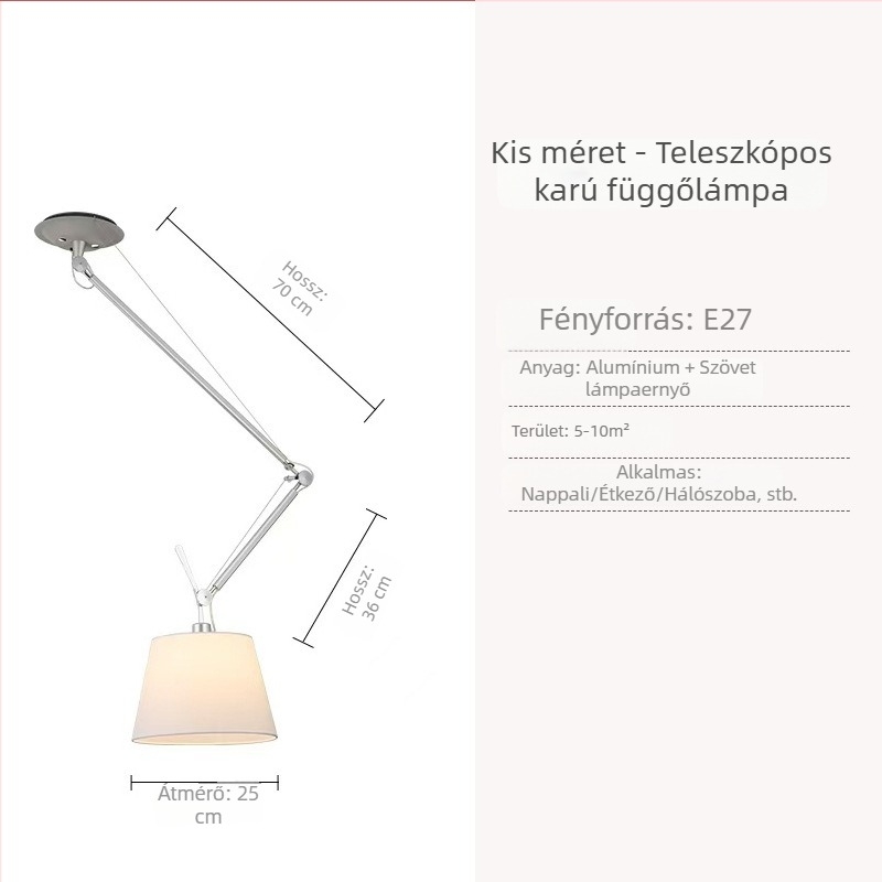 Memphis tervező hosszú karú függőlámpa étkező és nappali számára, ágakból álló csillár textil árnyékolóval