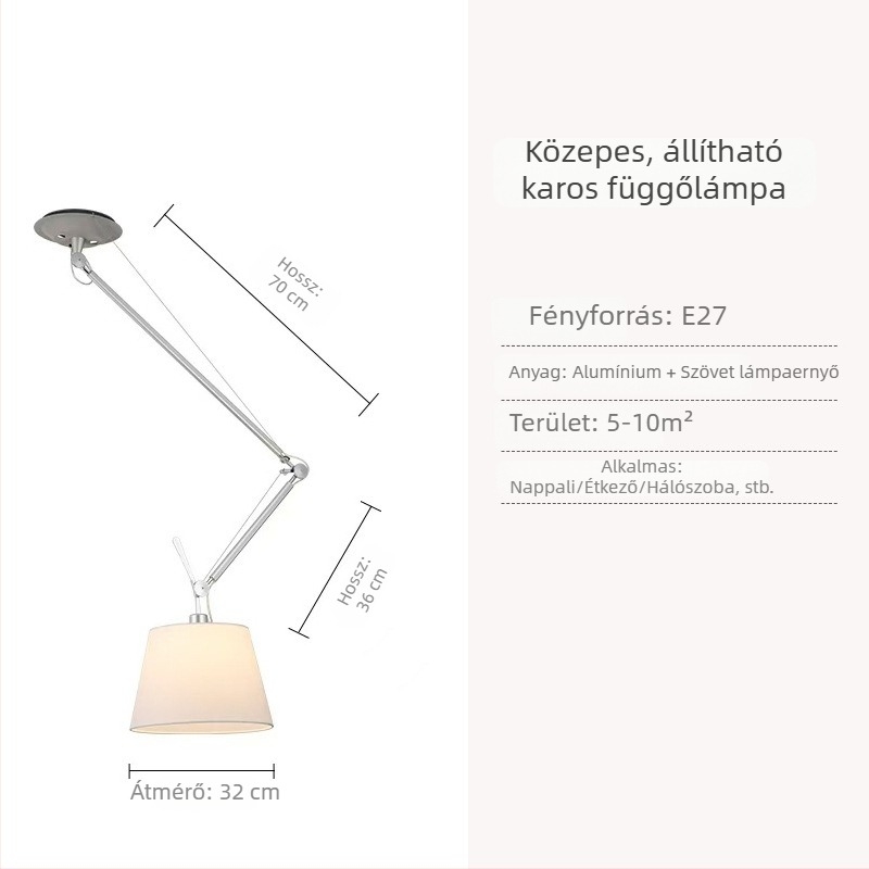 Memphis tervező hosszú karú függőlámpa étkező és nappali számára, ágakból álló csillár textil árnyékolóval