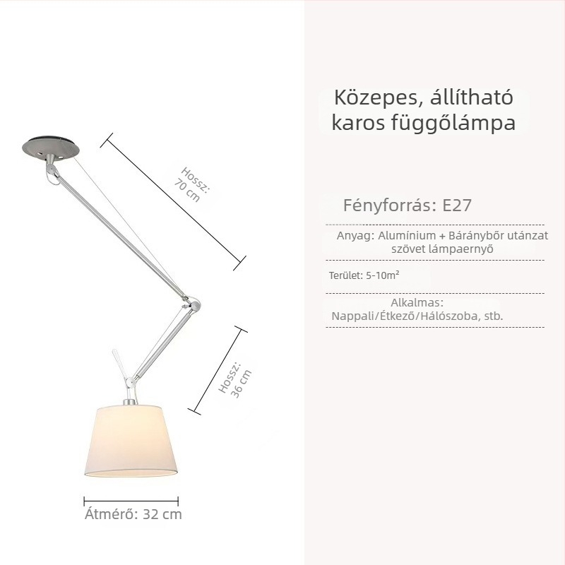 Memphis tervező hosszú karú függőlámpa étkező és nappali számára, ágakból álló csillár textil árnyékolóval