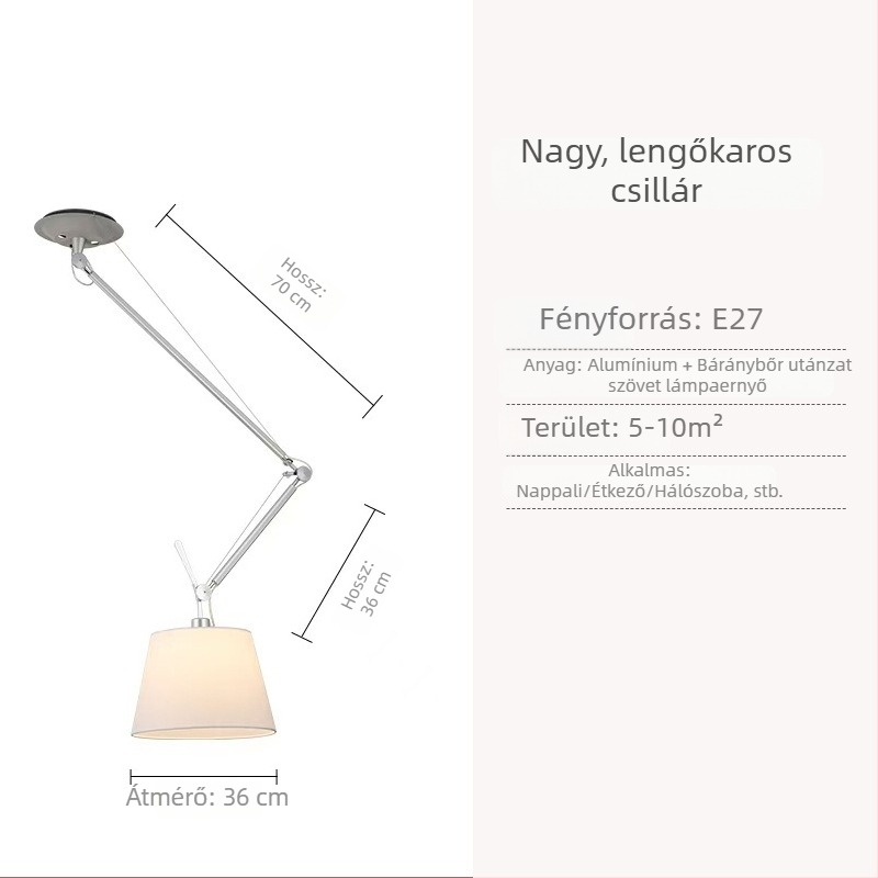 Memphis tervező hosszú karú függőlámpa étkező és nappali számára, ágakból álló csillár textil árnyékolóval