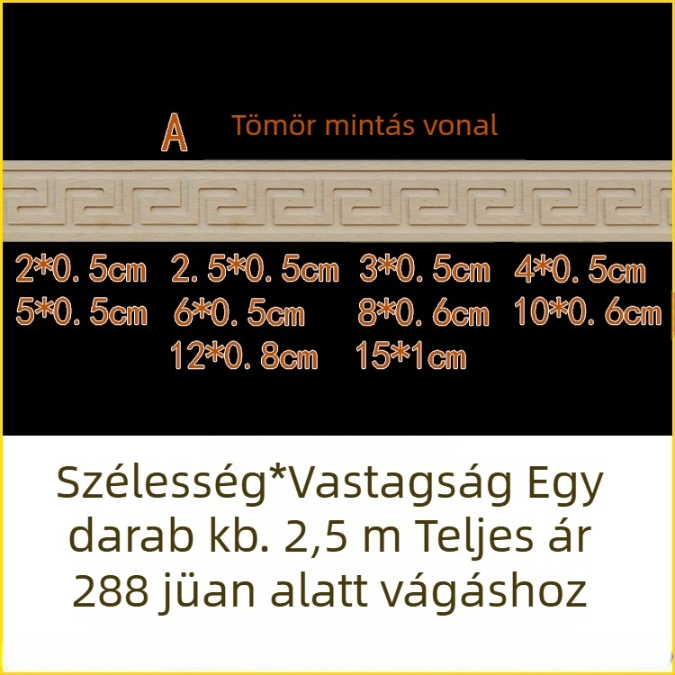 Szilárd fából faragott moldings, kínai stílusú dekoratív fal- és mennyezeti díszcsíkok, derekas profilok, Nagy Fal motívummal