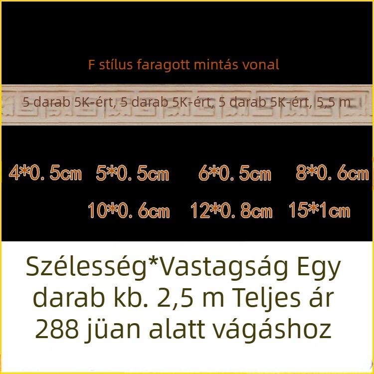 Szilárd fából faragott moldings, kínai stílusú dekoratív fal- és mennyezeti díszcsíkok, derekas profilok, Nagy Fal motívummal