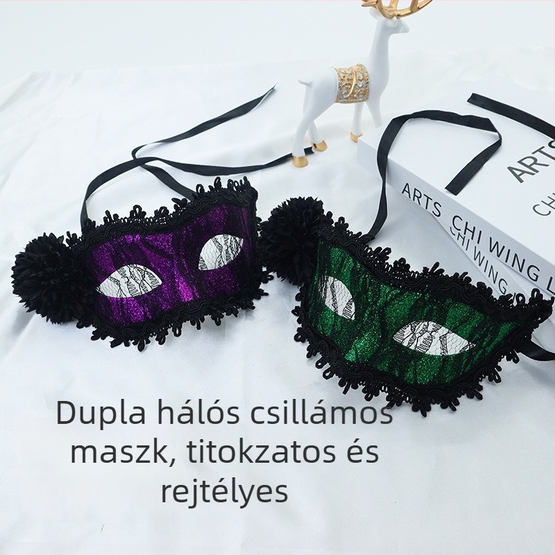 Oldalra tollas álarc, Velencei hercegnő stílusú, prémium rekvizit ünnepekre és színpadi előadásokhoz