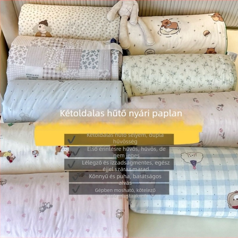 A osztály kétoldalas hűsítő nyári dunyha, gépi mosás, ice-silk anyag, cartoon mintás, vékony, antibakteriális rosttöltet