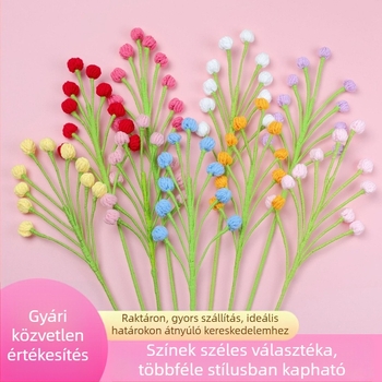 Kézzel kötött gyapjú Snow Fruit virágbokor, mesterséges virágszirmok, esküvői és otthoni dekoráció, nagykereskedelmi