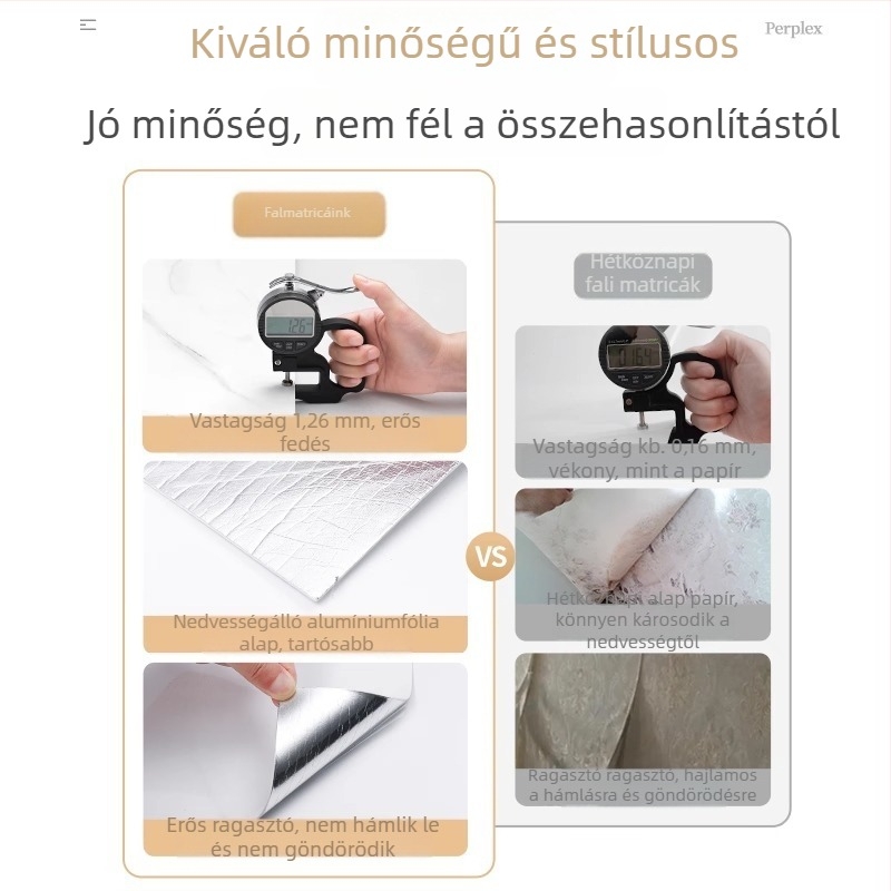 Nedvességálló, önragasztó falmatrica, marmor imitációval és csempehatású felülettel, nappalira