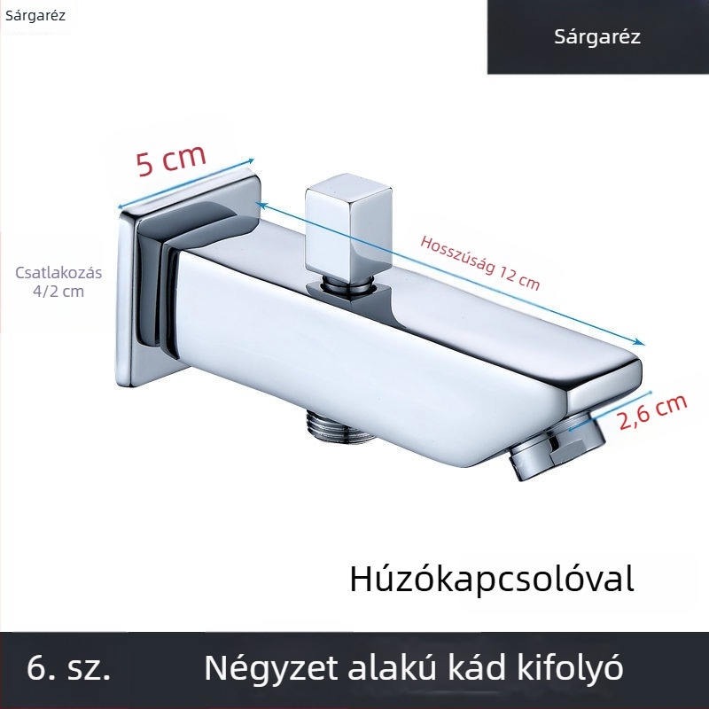 Dragon Hero Rejtett kádcsaptele diverterrel, réz szerkezet, modern design, egykaros, kifolyó a kádból és zuhanyhoz