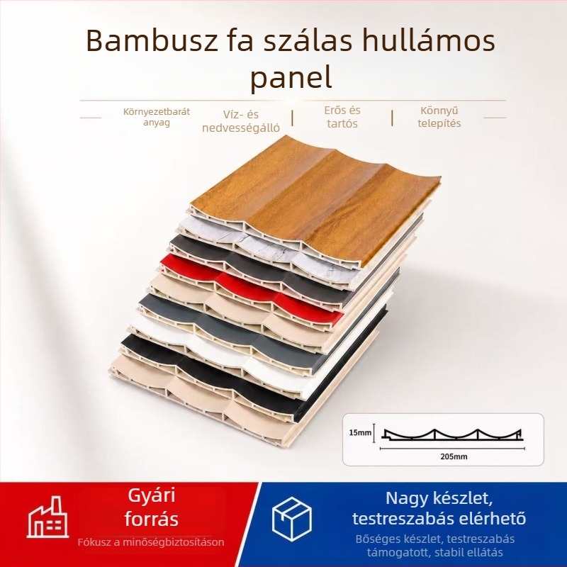 Bambusz rostból készült hullámpanel belső ívelt ívvel, WPC díszpanel falakhoz és mennyezetekhez