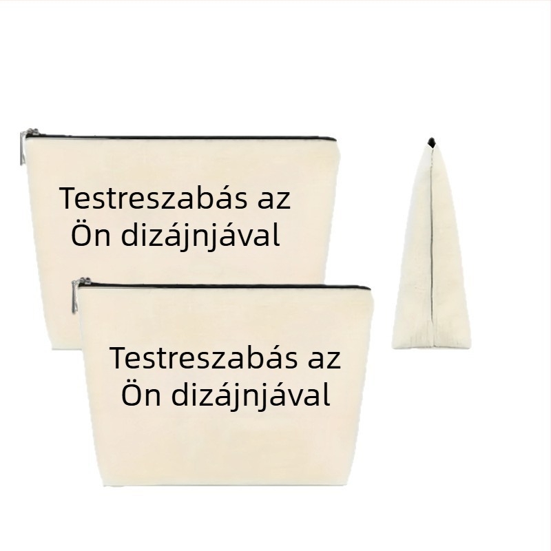 Állatmotívumos vászon utazási kozmetikai táska, toalett táska, rúzs szervező, fotóval személyre szabva