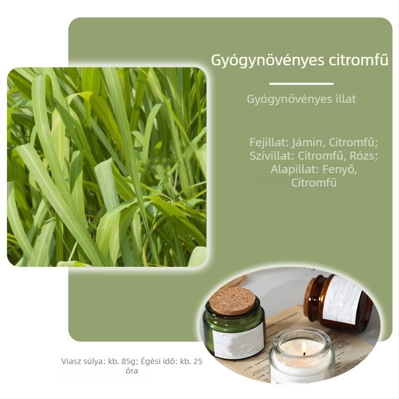 Aromaterápiás gyertya parafa dugóval, háromszínű üvegben, füstmentes szójaviasz, niśi beltéri illat, ajándék