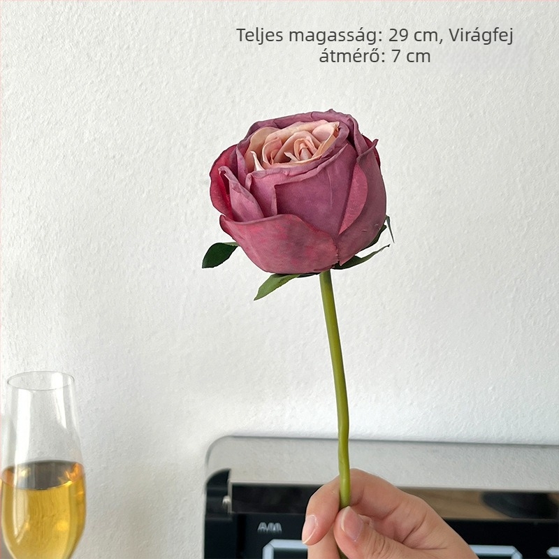 Monet kert-stílusú égetett élű gyémánt rózsa művirágok, otthoni dekorációhoz, kézben tartható csokrokhoz, esküvői díszítéshez