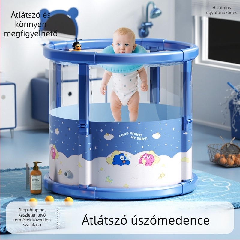 Összecsukható babafürdőkáda – átlátszó, megerősített falú, újszülöttek és gyerekek számára, beltéri használatra