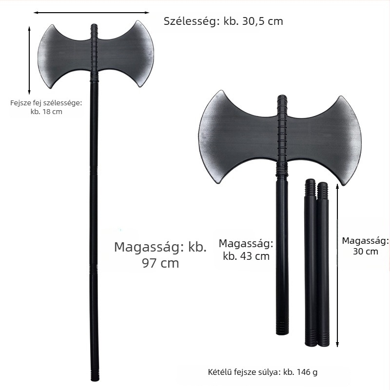 Halloween smink és jelmez rekvizítum: háromrészes pálca, ősi fegyver, kellék filmhez és TV-hez, halálsarló, műanyag