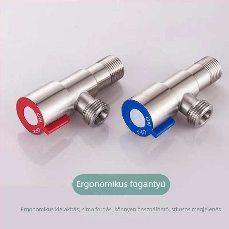 304 rozsdamentes acélból készült szögletes szelep rézmaggal, 1/2 hüvelykes, forró és hideg vízhez, WC-hez és bojlerhez.
