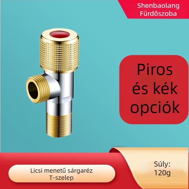 304 rozsdamentes acélból készült szögletes szelep rézmaggal, 1/2 hüvelykes, forró és hideg vízhez, WC-hez és bojlerhez.