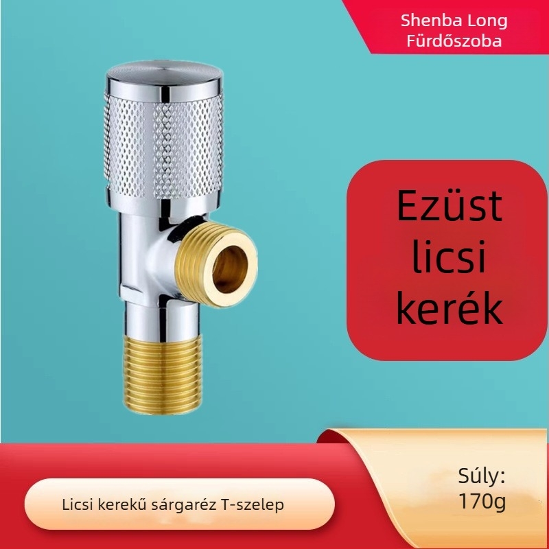 304 rozsdamentes acélból készült szögletes szelep rézmaggal, 1/2 hüvelykes, forró és hideg vízhez, WC-hez és bojlerhez.