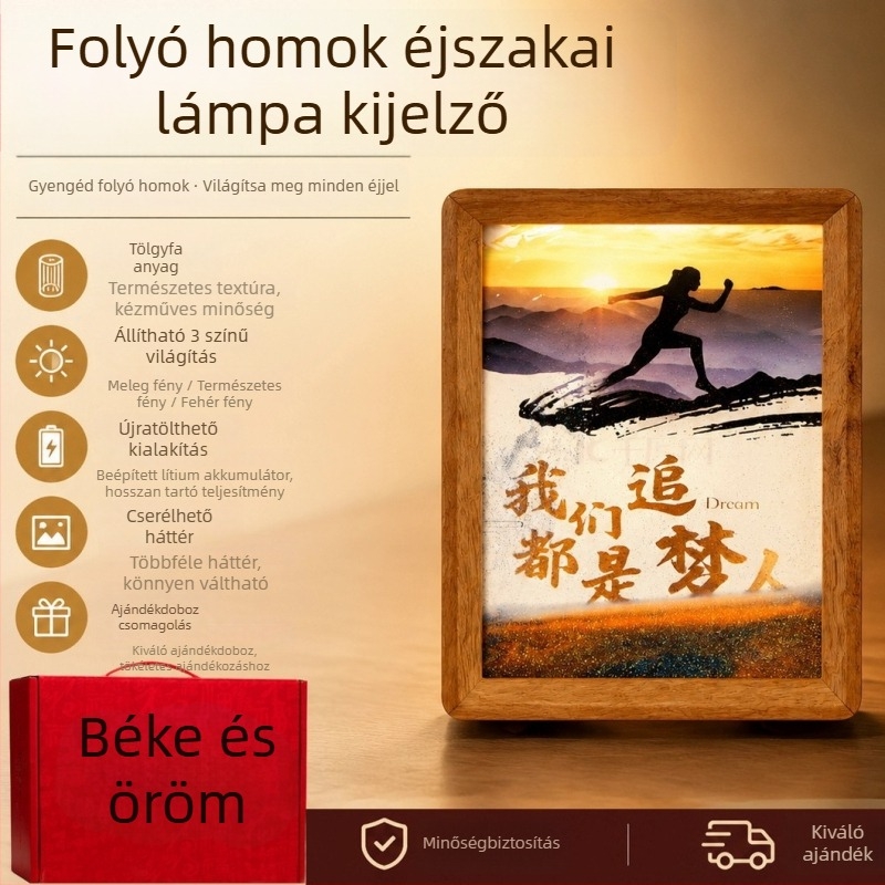 Újratölthető fotókeret éjszakai fénnyel, háromszínű hangulatlámpával a hálószobába, születésnapi ajándék lányoknak