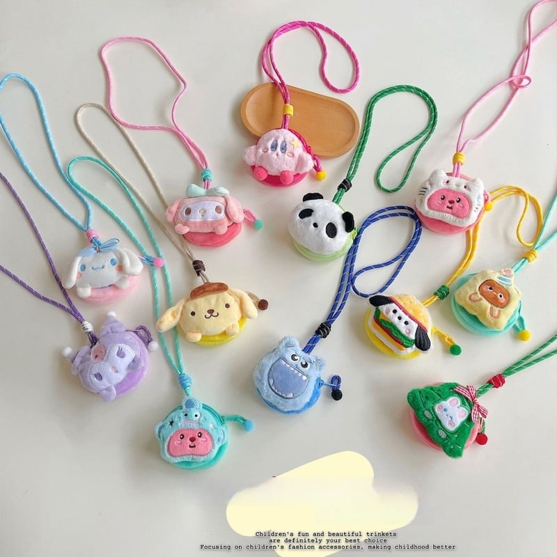 Gyerekeknek szóló plüss nyakpénztárca, mini crossbody táska kulcstartóval, aranyos panda medál
