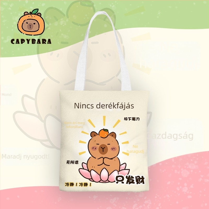 Capybara ihletésű, kis vászon oldaltáska nőknek, egyszerű mindennapi iskolai táska, 2024 tavasz–nyár