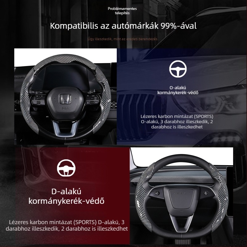 Minden évszakos univerzális kormányvédő karbonrost mintázattal, 38 cm átmérőjű