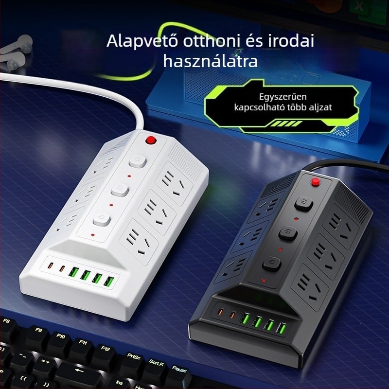 Többfunkciós USB-elosztó 4 USB-porttal és 2 Type-C porttal, asztali hosszabbító otthonra