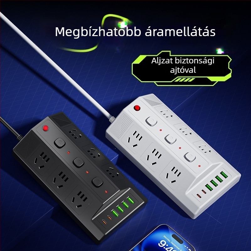 Többfunkciós USB-elosztó 4 USB-porttal és 2 Type-C porttal, asztali hosszabbító otthonra
