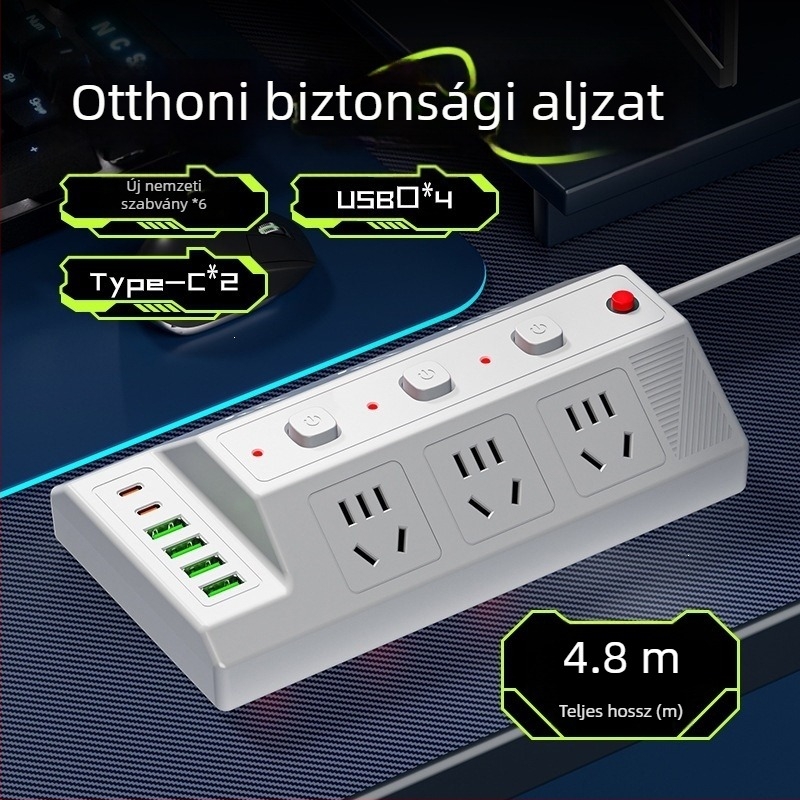 Többfunkciós USB-elosztó 4 USB-porttal és 2 Type-C porttal, asztali hosszabbító otthonra