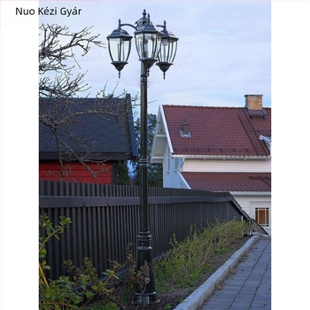 Európai stílusú kultúrai alumínium lámpa udvarra, kertbe vagy parkba, magas oszloppal, retro vízálló kültéri világítás