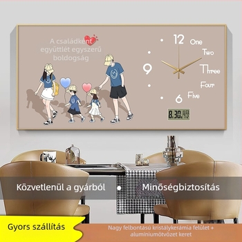 Nagy méretű dekoratív festmény elektromos mérődobozhoz, modern fényűző stílus, vízszintes kivitel, órával és örök naptárral