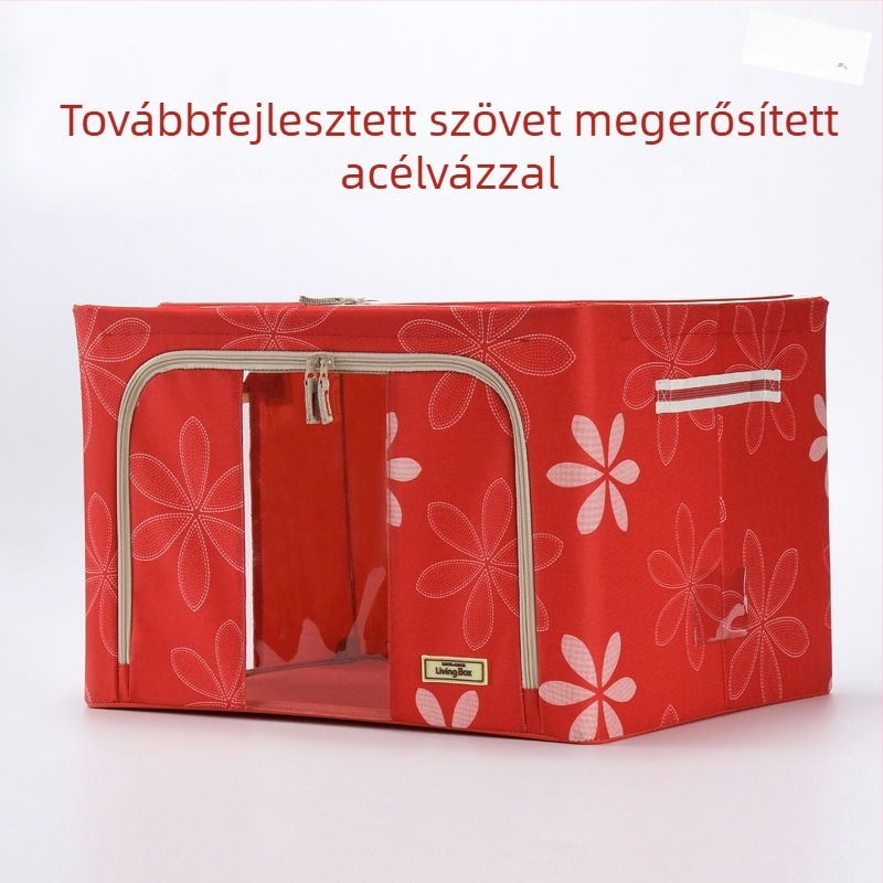 Nagy méretű textil gardrób tároló doboz zárható kerettel, Oxford vászonból