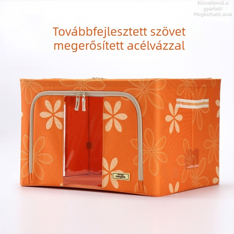 Nagy méretű textil gardrób tároló doboz zárható kerettel, Oxford vászonból
