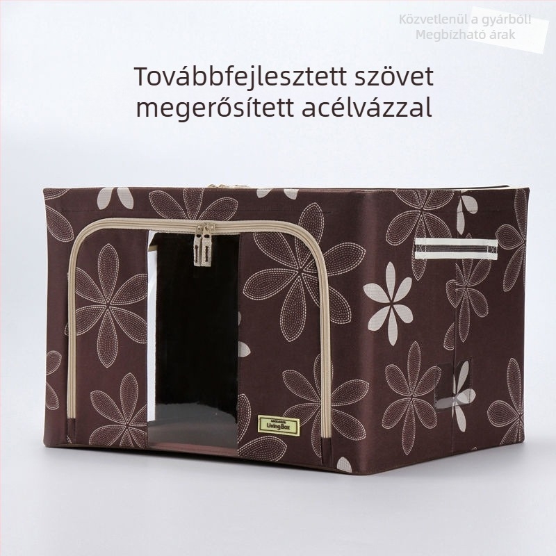 Nagy méretű textil gardrób tároló doboz zárható kerettel, Oxford vászonból