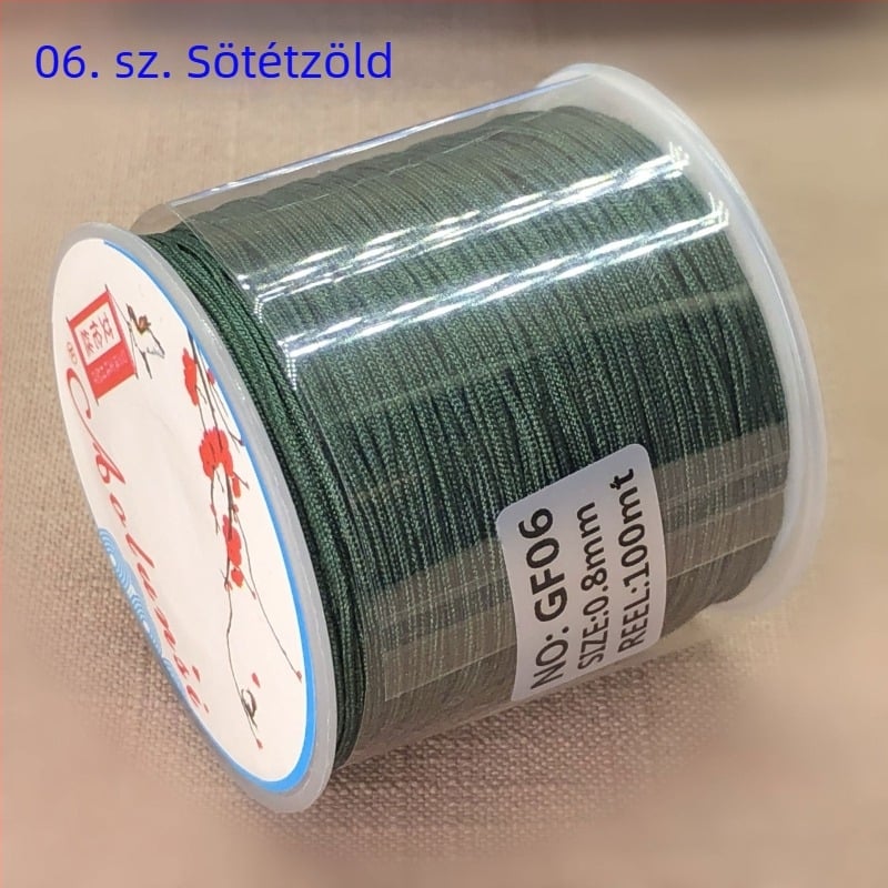 72. szám DIY fonott ékszerzsinór — 0,8 mm gyöngyös zsinór, piros