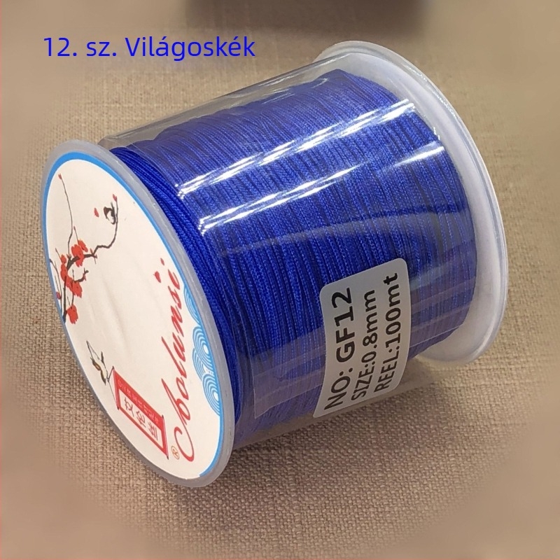 72. szám DIY fonott ékszerzsinór — 0,8 mm gyöngyös zsinór, piros
