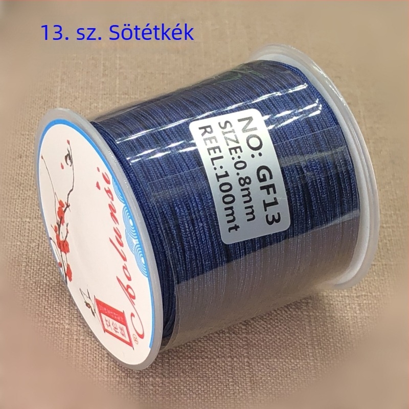 72. szám DIY fonott ékszerzsinór — 0,8 mm gyöngyös zsinór, piros