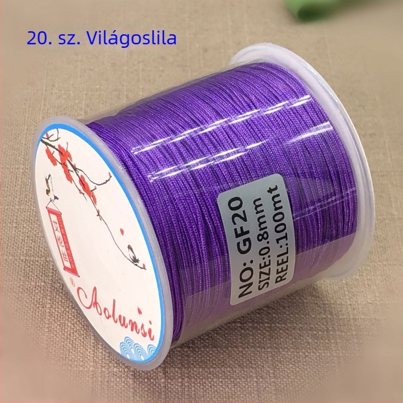 72. szám DIY fonott ékszerzsinór — 0,8 mm gyöngyös zsinór, piros