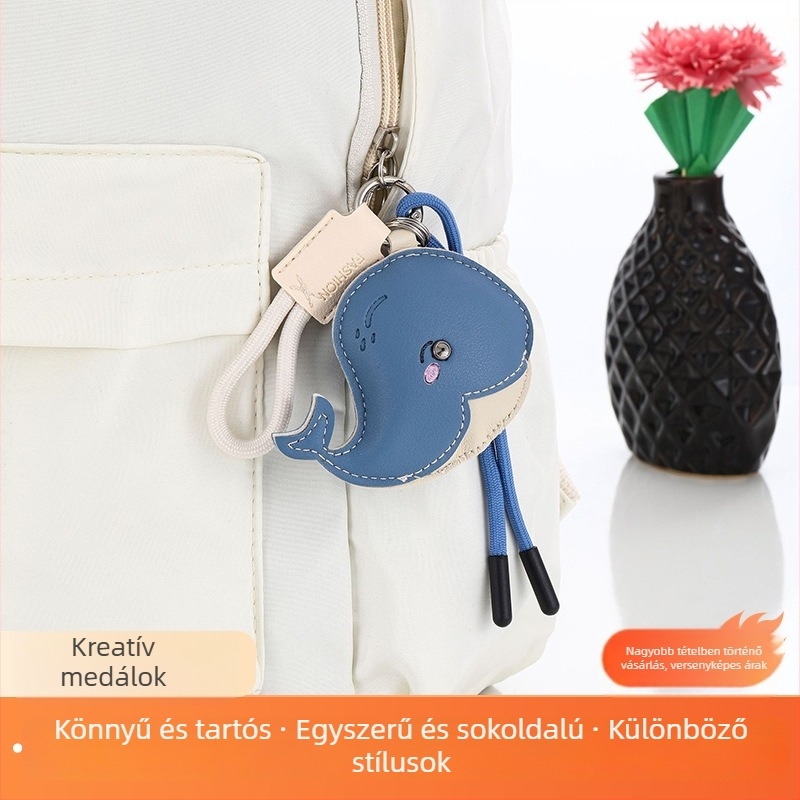 PU bőr delfin kulcstartó – aranyos, kreatív medál lányoknak, hátizsákhoz való kiegészítő
