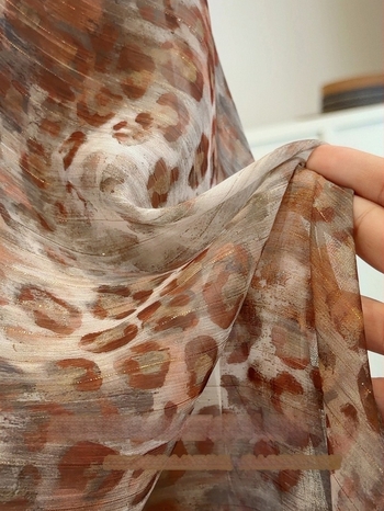 Magas minőségű vintage hosszú szoknya aranyszálas leopard mintával, A-line, drapírozott