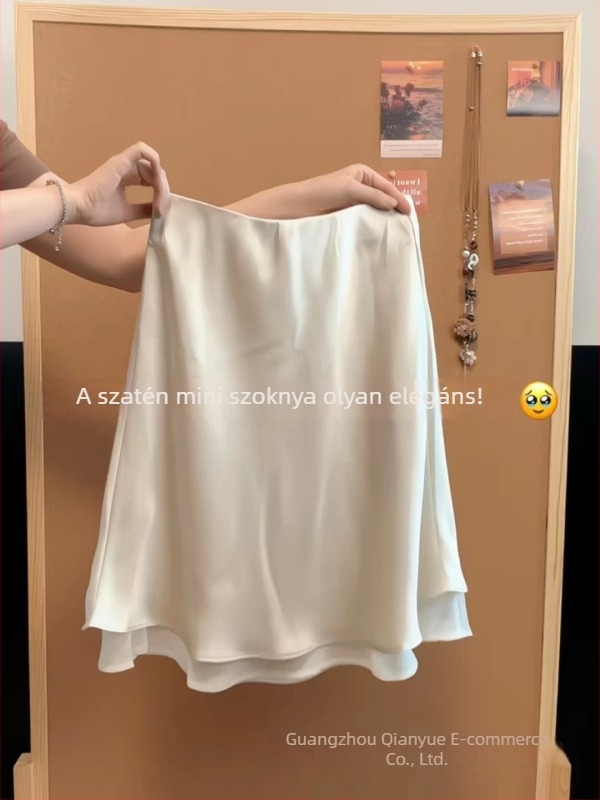 2026 női satin A-vonal midi szoknya, karcsúsított fazon, sokoldalú és elegáns