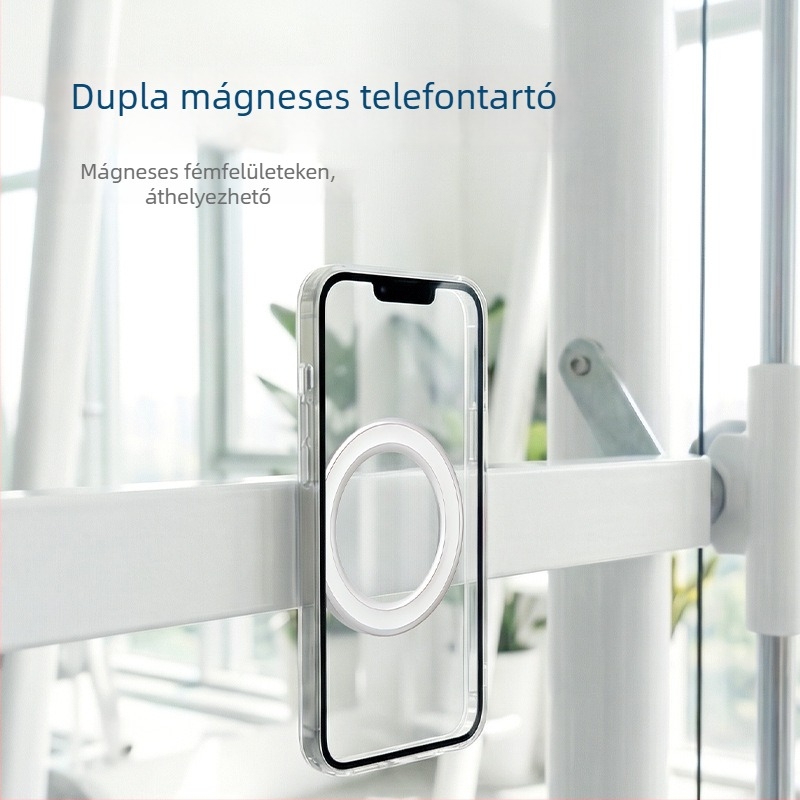 Kétoldalas mágneses telefontartó – könnyű, kompakt, hűtőre, íróasztalra, edzőterembe, autóba és motorkerékpárra
