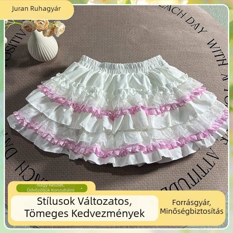 Rózsaszín csipkés torta szoknya, édes és puha, magas derekú, karcsúsító fazon kis alkatokra