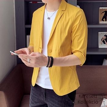 Nyári férfi slim-fit kabát koreai stílusban, 3/4-ujjú, könnyű, napsugárzás elleni védelemmel