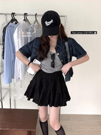Női rövid ujjú denim ing-jackett, retro hongkong stílusú, nyitott kardigán felső