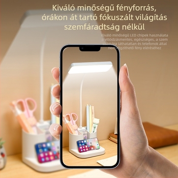 Szemvédő LED asztali lámpa, kompakt, újratölthető tanulólámpa kollégiumhoz és hálószobába, érintéses vezérlésű olvasólámpa
