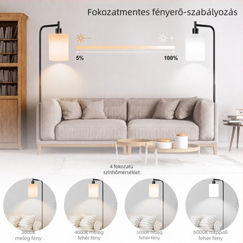 Linnen anyagú állólámpa nappalira és hálószobába, nordikus modern minimalist háromszínű ambient fény