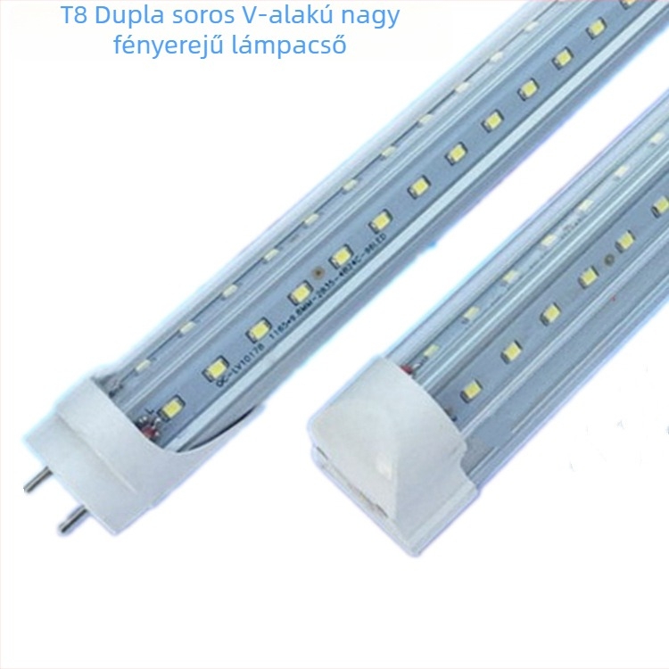 LED T8 kétsoros V-alakú cső reklámk boxokhoz, 36W, 85–265V, 1.2 m, alumínium ház, 180° fénysugár