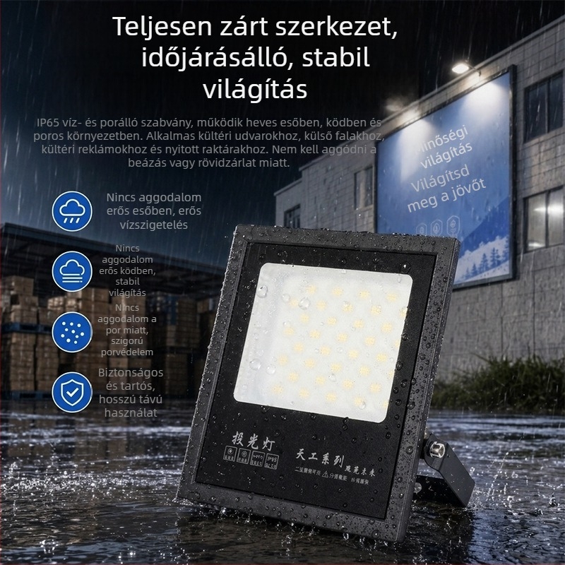 Kültéri LED reflektor IP65 vízálló, 120° sugárzási szög, alumínium ház, 50–400W, 220V