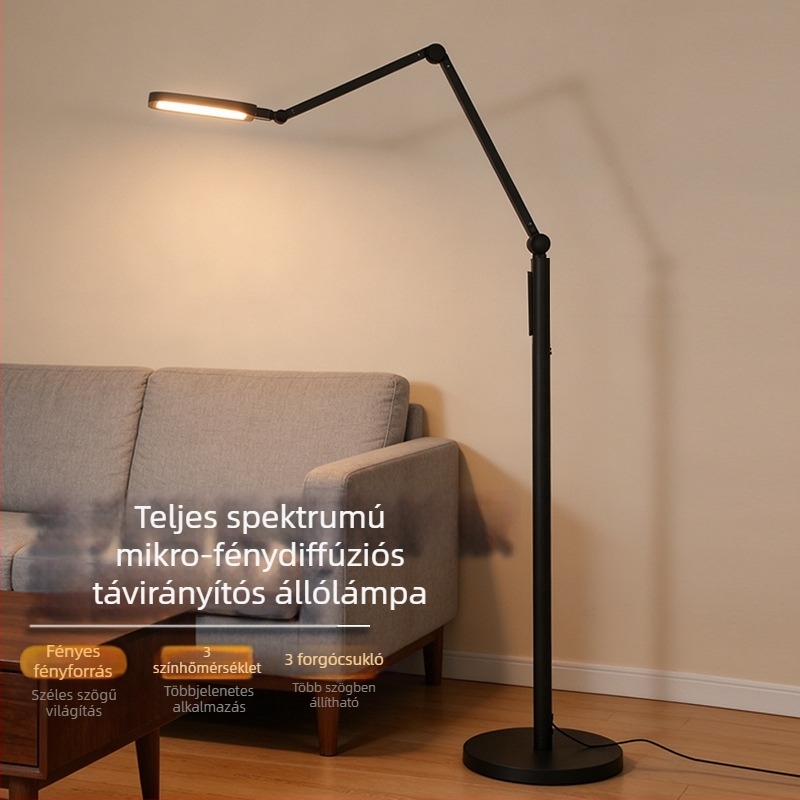 Teljes spektrumú LED állólámpa, magas CRI (≥98), szemvédelem, távirányítós fényerő-szabályozás, nappalira, hálószobára, dolgozószobára és tanuláshoz